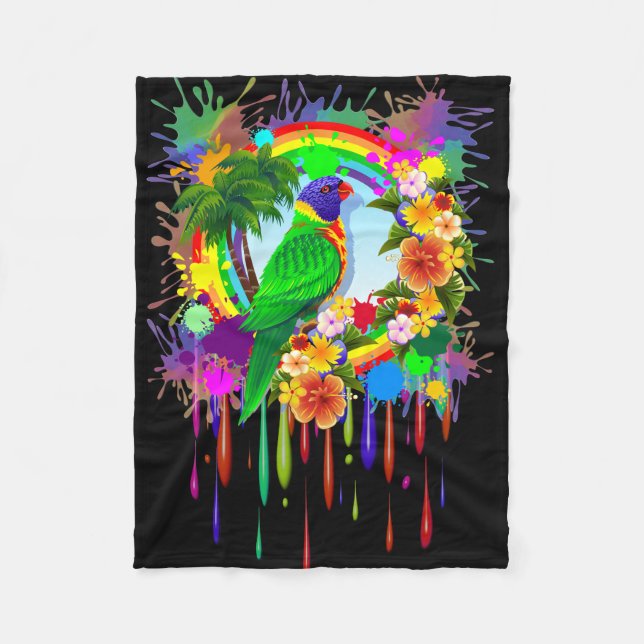 Rainbow Lorikeet Parrot Ull_Blanket Fleecefilt (Framsidan)