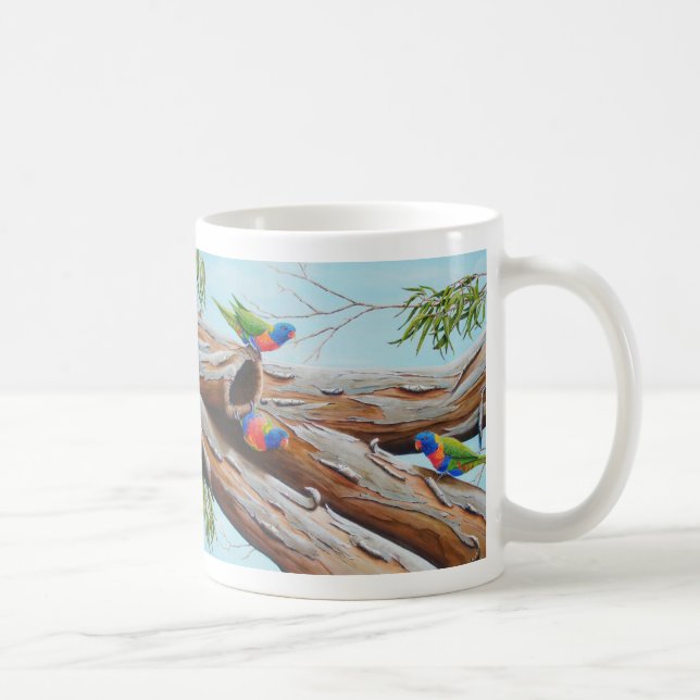 Rainbow Lorikeets Australian Painting Bird Kaffemugg (Höger)