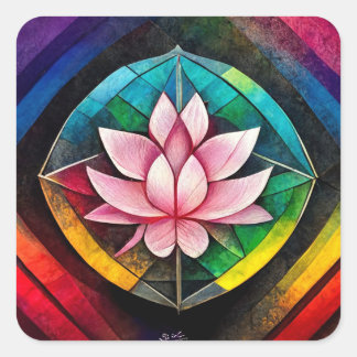 Rainbow lotus blomma fyrkantigt klistermärke