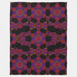 Rainbow Lotus in Black 2 Fleece Blanket