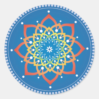 Rainbow Lotus Mandala Sticker Runt Klistermärke