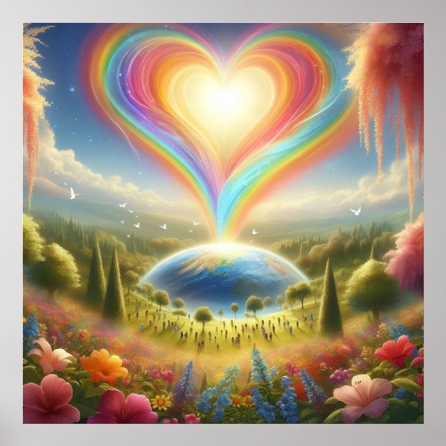 Rainbow Love All Over The World on a Wall Poster (Framsidan)