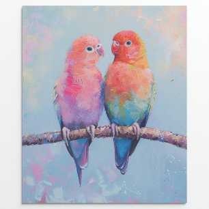 Rainbow Love birds Decoupage Presentpapper