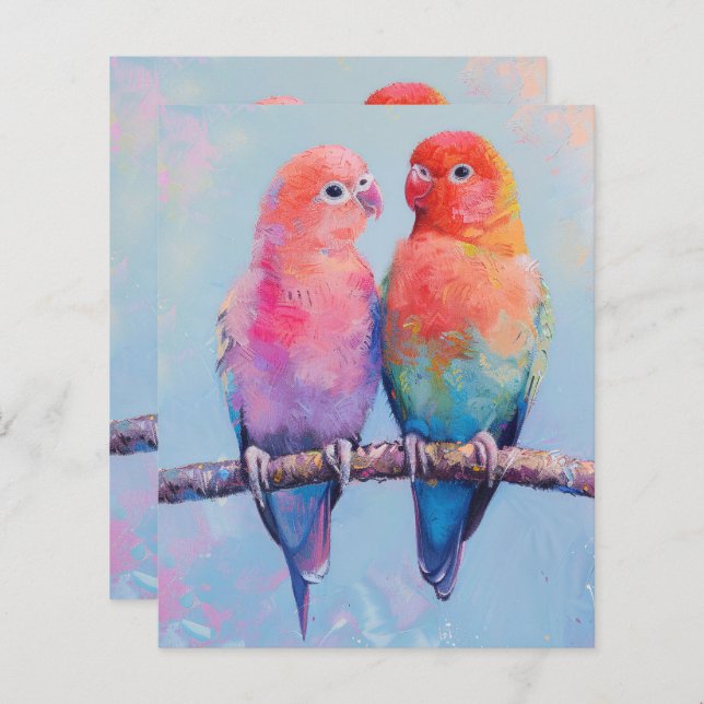 Rainbow Love birds-skrapbok Papper (Fram/baksida)