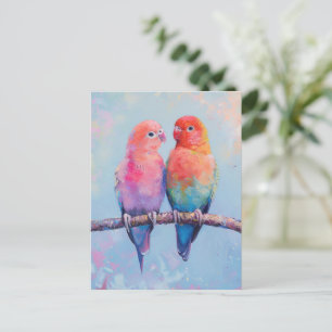 Rainbow Love birds Vykort