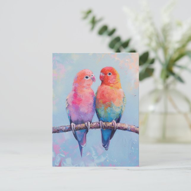 Rainbow Love birds Vykort (Stående Fram)