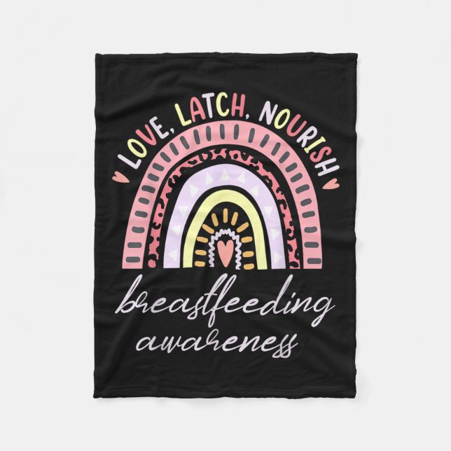 Rainbow Love Latch Nourish Breastfeeding Awareness Fleecefilt (Framsidan)