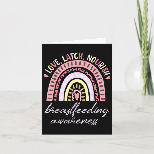 Rainbow Love Latch Nourish Breastfeeding Awareness Kort (Framsida)
