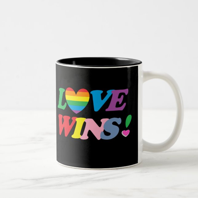 Rainbow Love Wins Heart LGBT Två-Tonad Mugg (Höger)