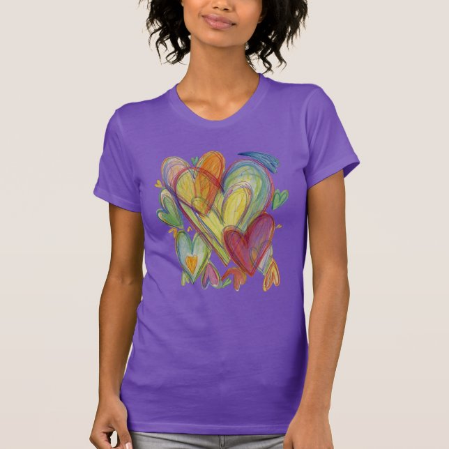 Rainbow Loving Hearts Art Anpassningsbar Shirts T Shirt (Framsida)