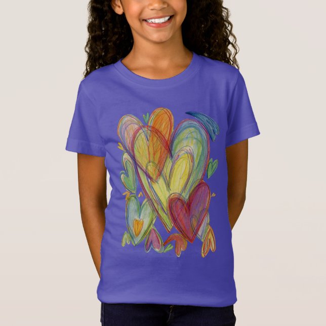 Rainbow Loving Hearts Art Anpassningsbar TShirt T Shirt (Framsida)