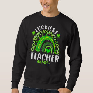 Rainbow Luckiest Teacher nånsin Funny St Patricks Lång Ärmad Tröja