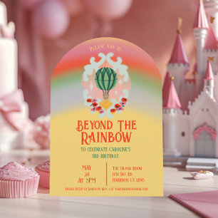 Rainbow Luftballong Barns födelsedag Inbjudningar