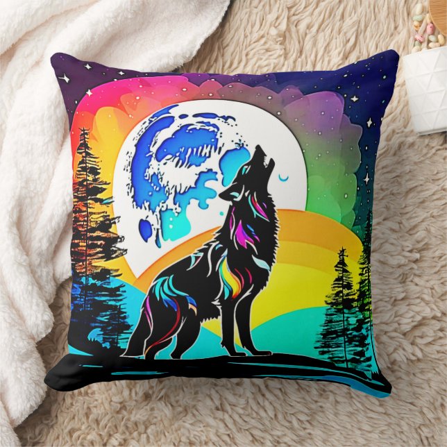 Rainbow Lunar Varg Howl Art Kudde (Filt)