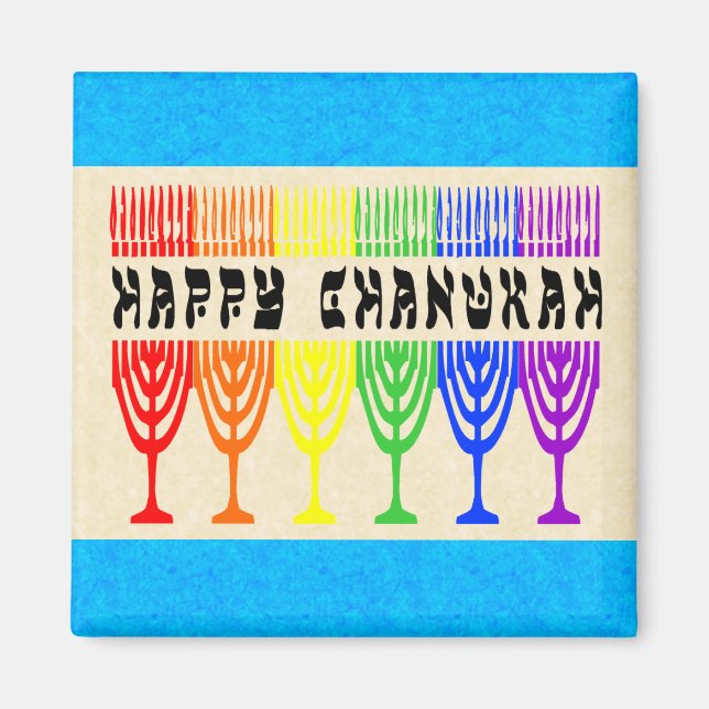 Rainbow Lycklig Chanukah Magnets Magnet (Framsidan)