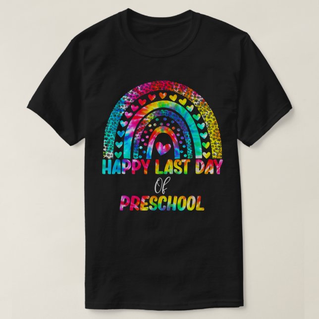 Rainbow Lycklig förra dagen, Preschool Tie Dye Gra T Shirt (Design framsida)