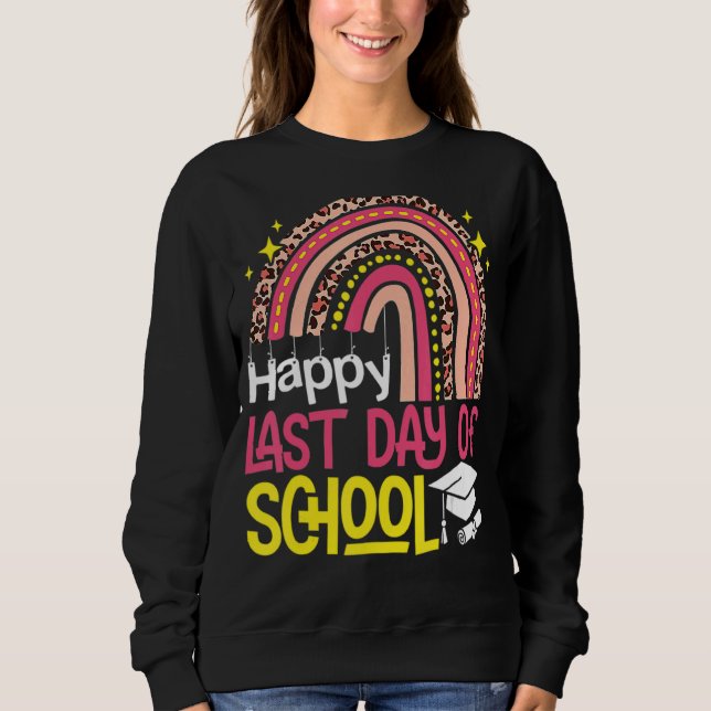 Rainbow Lycklig förra Hej Sum för skollärare förra T Shirt (Framsida)