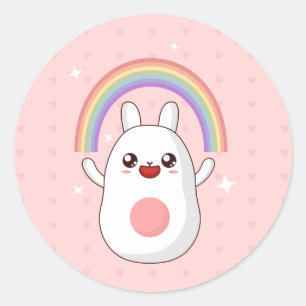 Rainbow Lycklig Rabbit Runt Klistermärke