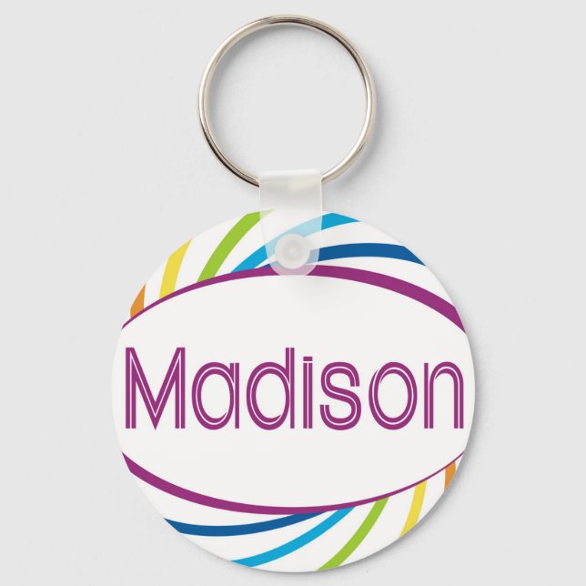 Rainbow lycklig ram Madison Nyckelring (Framsida)