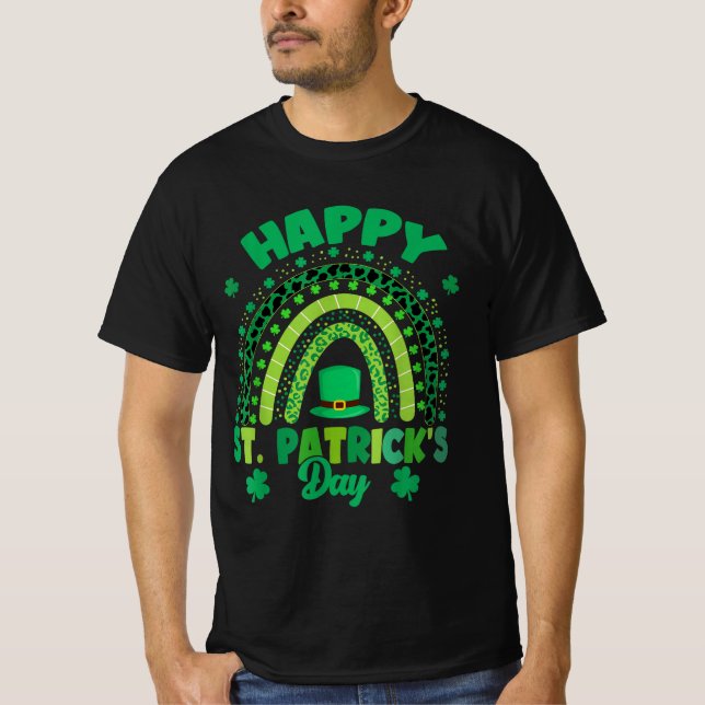 Rainbow Lycklig St patricks day Shamrock Leprechau T Shirt (Framsida)