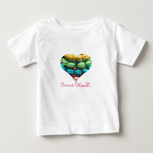 Rainbow Macaron Sweet Heart Tee Shirt (Framsida)