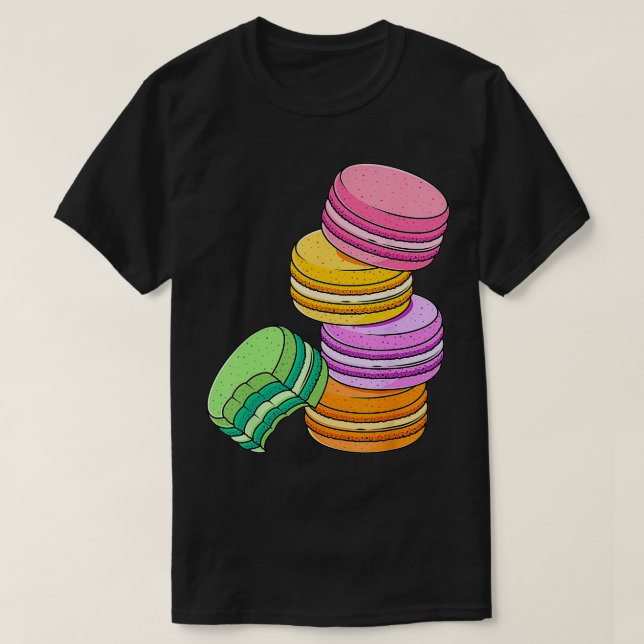 Rainbow Macarons Fransk Candy Dessert Älskare Cute T Shirt (Design framsida)