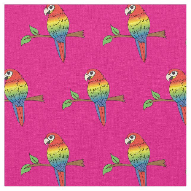 Rainbow Macaw Parrots Cute Birds Tyg (Närbild)
