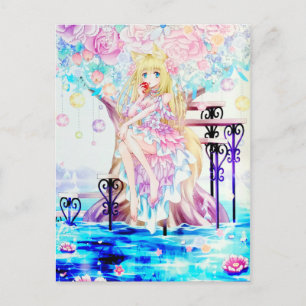 Rainbow Magic Fox Fairy Flowers Fantasy Art Vykort