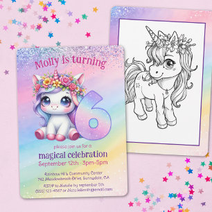 Rainbow magic Unicorn fyller 6 år Inbjudningar