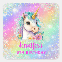 Rainbow Magic Unicorn Gnistra Birthday Fyrkantigt Klistermärke