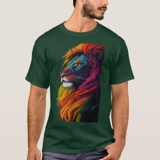"Rainbow Majesty - Vibrant Lejon Art Tee"T-Shirt T Shirt