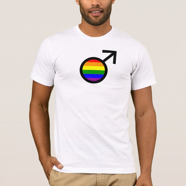 Rainbow Male Symbol T Shirt (Framsida)