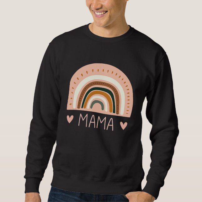 Rainbow Mama V Neck  Boho Style Teacher for Mom Lång Ärmad Tröja (Framsida)