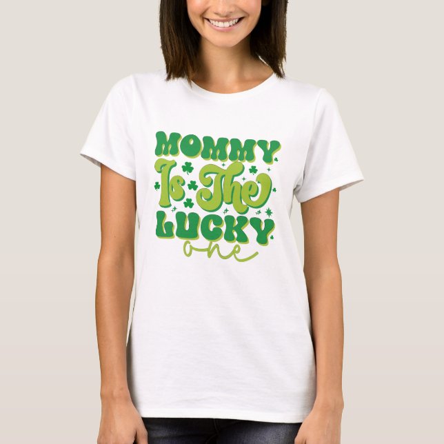 Rainbow mamma Lucky en första födelsedag T Shirt (Framsida)