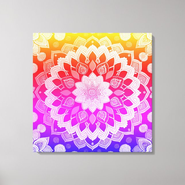 Rainbow Mandala Abstrakt Art Canvastryck (Framsida)