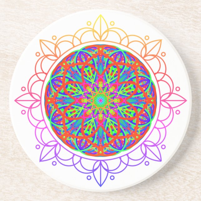 Rainbow Mandala Boho Sandstone Underlägg (Framsidan)