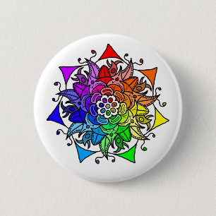 Rainbow Mandala Button Knapp