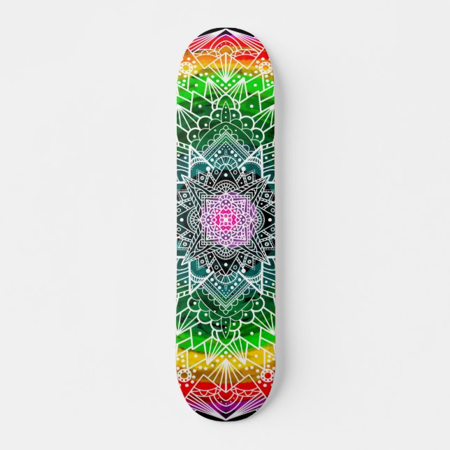Rainbow Mandala Colorful Mini Skateboard Bräda 18,5 Cm (Framsida)
