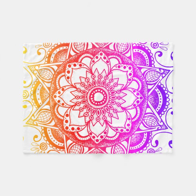 Rainbow Mandala Fleece Blanket (Framsidan (Horisontell))