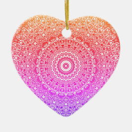 Rainbow Mandala Heart Boho Decor / Gift Julgransprydnad Keramik