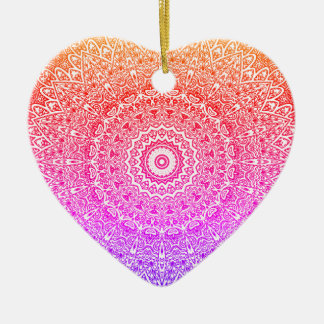 Rainbow Mandala Heart Boho Decor / Gift Julgransprydnad Keramik