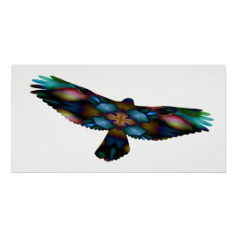 Rainbow Mandala Kaleidoscope Hawk under flygning Perfect Poster