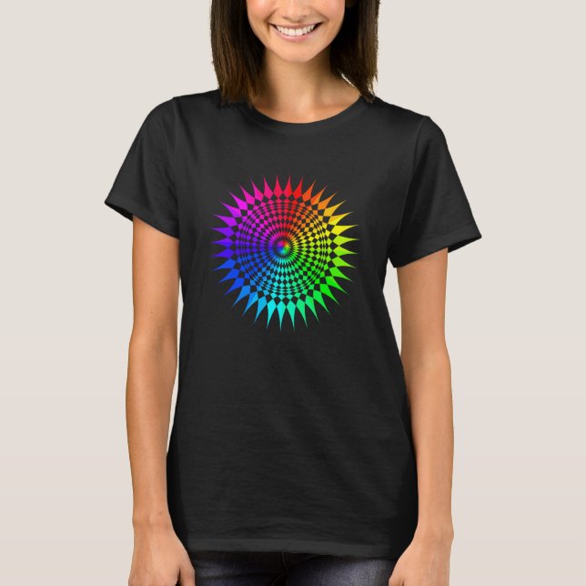 Rainbow Mandala Lotus Flower Helig Geometry Yoga T Shirt (Framsida)