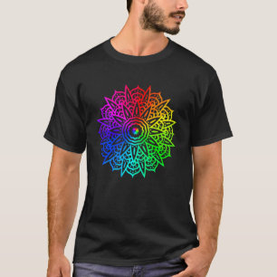 Rainbow Mandala Lotus Flower Helig Geometry Yoga T Shirt