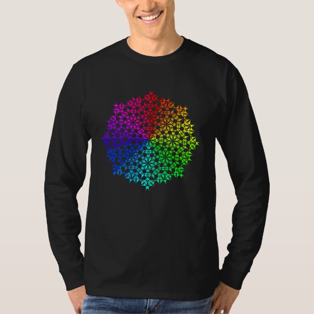 Rainbow Mandala Lotus Flower Sacred Geometry Yoga  T Shirt (Framsida)