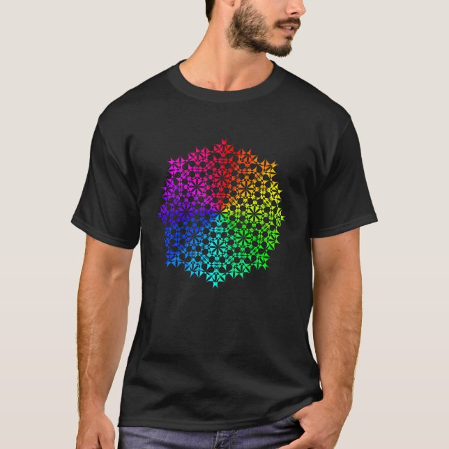 Rainbow Mandala Lotus Flower Sacred Geometry Yoga  T Shirt (Framsida)