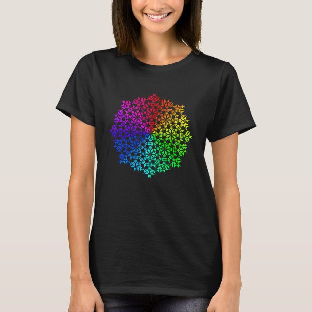 Rainbow Mandala Lotus Flower Sacred Geometry Yoga  T Shirt (Framsida)
