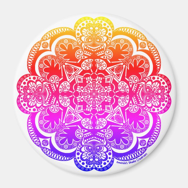 Rainbow Mandala Magnet (Framsidan)