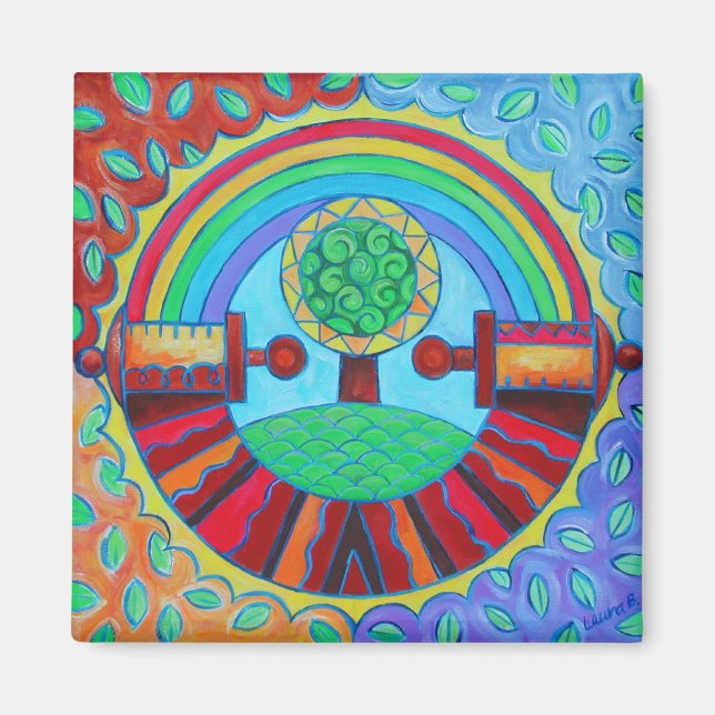 Rainbow Mandala Magnet (Framsidan)