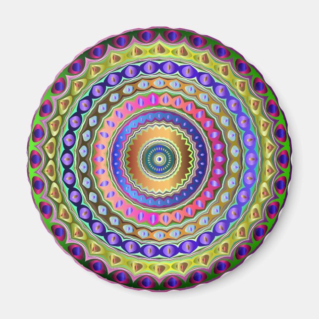 Rainbow Mandala Magnet (Framsidan)